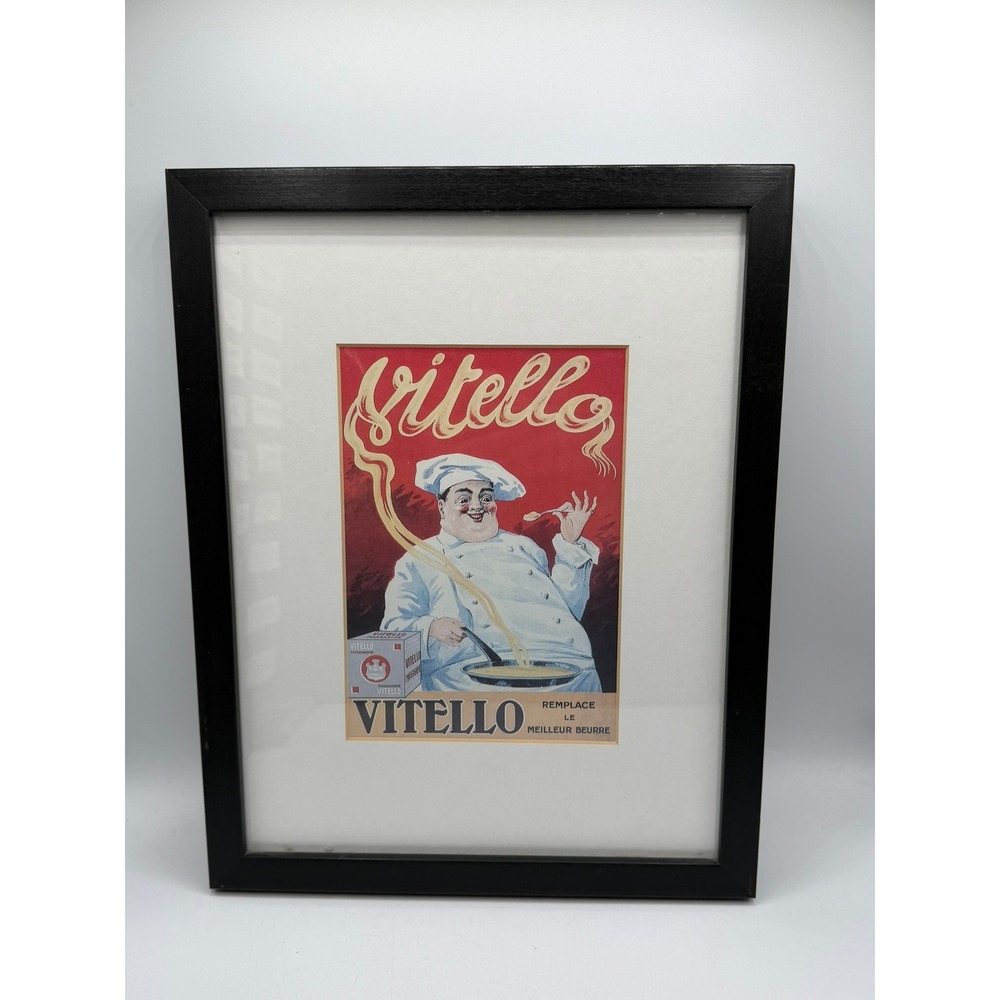 Vintage Vitello Margarine Leonetto Cappiello Framed Art Print 11x14 Chef 1999
